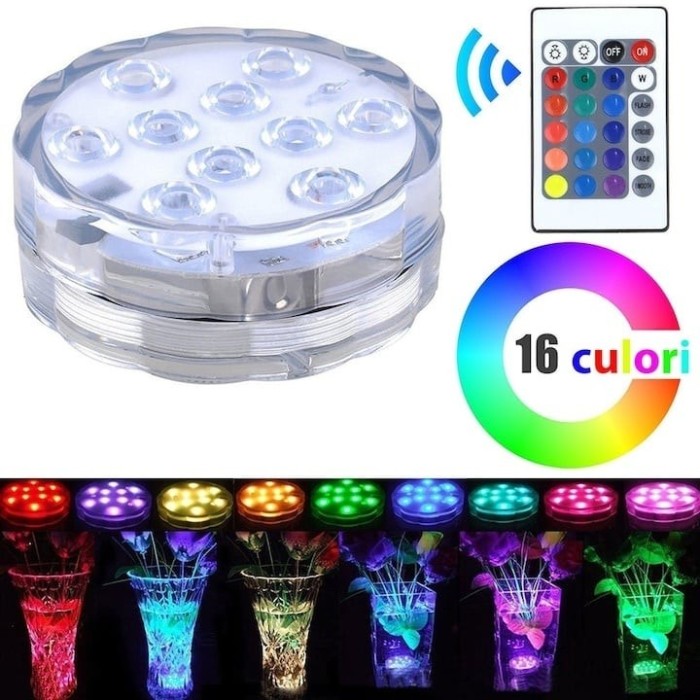 Lumina ambientala LED, subacvatica, pentru piscina, cu telecomanda, 16 tipuri de lumina, diametru 7 cm, alb