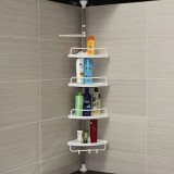 Raft etajera pentru baie si dus, 4 rafturi, inaltime reglabila , montare pe colt, inaltime maxima 260 cm