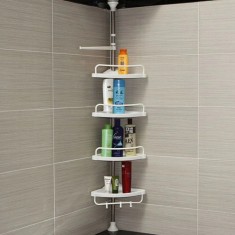 Raft etajera pentru baie si dus, 4 rafturi, inaltime reglabila , montare pe colt, inaltime maxima 260 cm