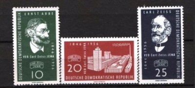 GERMANIA (DDR) 1956 &amp;ndash; PERSONALITATI. ABBE. ZEISS. SERIE NESTAMPILATA, F143 foto