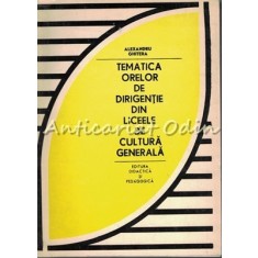 Tematica Orelor De Dirigentie Din Liceele De Cultura Generala