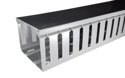 Canal cablu perforat slitat Elettrocanali 80x40mm gri pentru circuite electrice foto