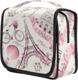 T agățat sac de toaletă Paris Eiffel Tower Flower Cosmetic Bag de călătorie Port, Oem