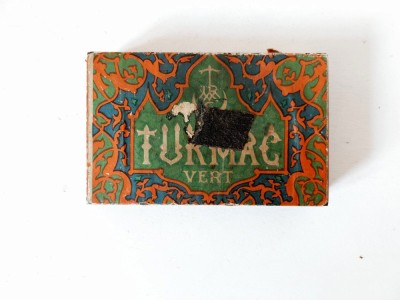 Turmac Vert cutie veche tigari, tabla, Turkish Macedonian Tobacco Co foto