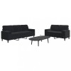 VidaXL Set de canapele cu perne/rulouri, 2 piese, negru, catifea