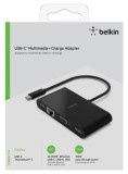 Belkin Usb-c Multimedia + Charge Adapter (gbe,hdmi,vga,usb-a) Black 100w Pd