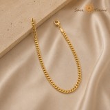 Cumpara ieftin Bratara Lant Cuban Unisex , Bratara placata cu 3 straturi de aur 18K Brazilia, cu stanta, 21 cm