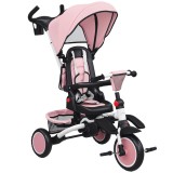 AIYAPLAY Tricicletă 6 &icirc;n 1 pentru Copii, cu M&acirc;ner Parental și Scaun Rotativ, 111,5x52x98 cm, Roz | Aosom Romania