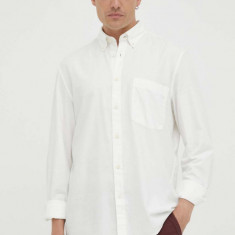 Marc O'Polo camasa barbati, culoarea bej, cu guler button-down, relaxed