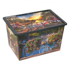 Cutie Depozitare Plastic, Amsterdam, Capacitate 50L, Negru, Cu Roti