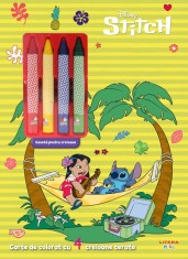 Disney Stitch, Coloram cu Lilo si Stitch, Carte de colorat cu 4 creioane cerate