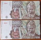 500 lei 1991, aprilie, Romania, UNC, serie consecutiva