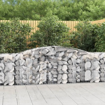 vidaXL Coșuri gabion arcuite 3 buc, 400x50x80/100 cm, fier galvanizat 3146984 foto