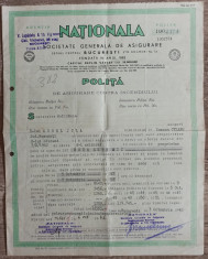Polita de asigurare contra incendiului Nationala, 1942 foto