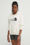 The North Face hanorac de bumbac W Light Drew Peak Hoodie femei, culoarea alb, cu glugă, cu imprimeu, NF0A3RZ4QLI1