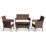 Set Mobilier Gradina Ratan Maro, 4 Piese: Fotolii, Canapea, Masuta Sticla, Cadru Metalic Durabil, ProCart