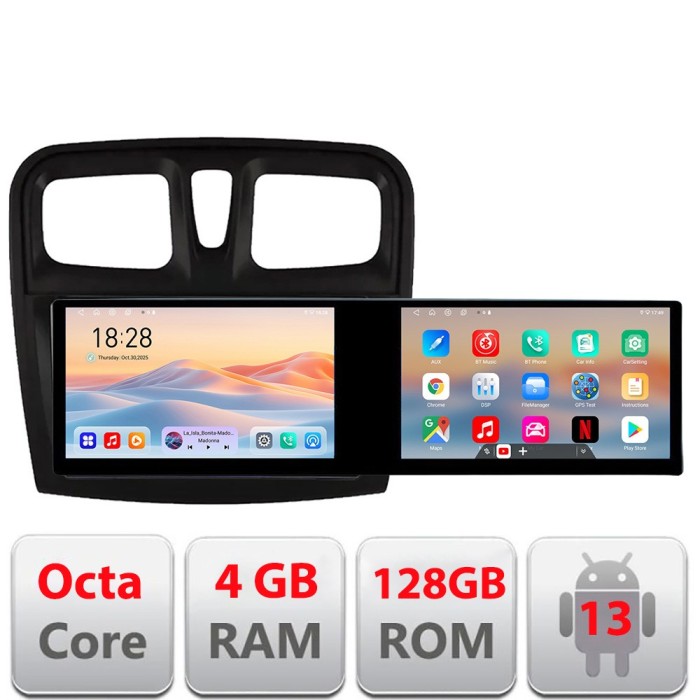 Navigatie Dacia Sandero 2012-2020 var B Edotec 2 ecrane 8 core 4+128 21.6 inch Incell android Wifi 5Ghz gps internet a CarStore Technology