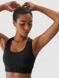 Bustieră de antrenament din materiale reciclate pentru femei - negru profund, 4F Sportswear