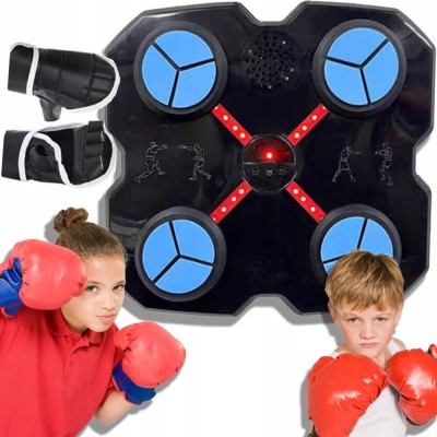 Aparat de box muzical cu tinta pentru lovituri cu Bluetooth, interactiv, iluminare LED, negru, 100x30cm foto