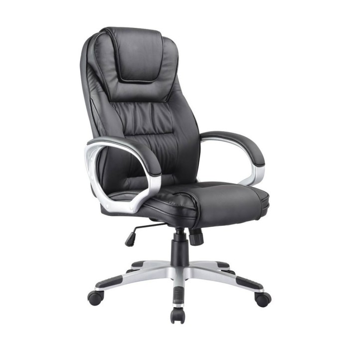 Scaun directorial SL Q031, Piele ecologica, Inaltime reglabila, Mecanism de balans, 100 Kg, Negru