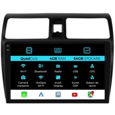 Navigatie Dedicata Suzuki Swift (2003-2010),QuadCore, 10Inch, 4Gb Ram, 64Gb Stocare, Carplay