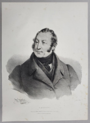 GIOACHINO ROSSINI , COMPOZITOR ITALIAN , LITOGRAFIE , DESEN de GREVEDON , litografiat de C. MOTTE , 1828 foto