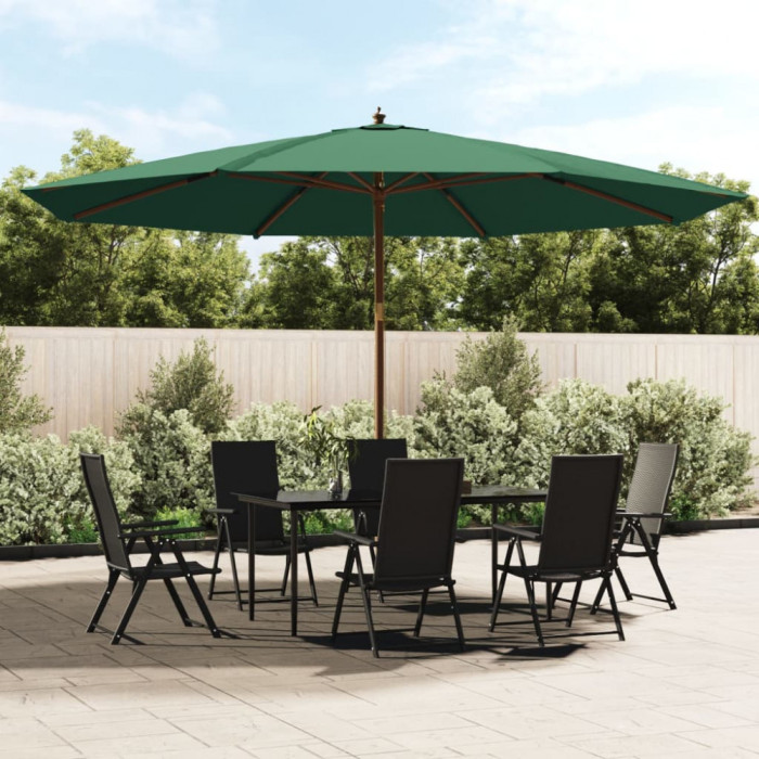 vidaXL Umbrelă de soare de grădină, st&acirc;lp din lemn, verde, 400x273 cm