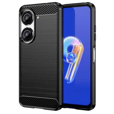 Husa pentru Asus Zenfone 9, Techsuit Carbon Silicone, Black foto