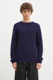 Norse Projects pulover de l&acirc;nă Birnir Brushed Lambswool bărbați, culoarea bleumarin, călduros, N45.0520.7004