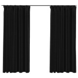 Cumpara ieftin Draperii opace aspect in, carlige, 2 buc., antracit, 140x175 cm