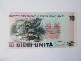 Rara! Italia Dieci Unita UNC-Test imprimeria statului-Institutul Poligrafic 2016