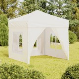 Gossi cort pliabil pentru petrecere, pereti laterali, crem, 2x2 m