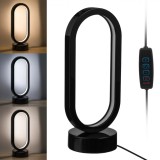 Veioză LED, USB, 3 Nuante, Negru, 12x10x28cm, Oem