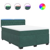 Cumpara ieftin Pat box spring cu saltea, verde inchis, 140x200 cm, catifea