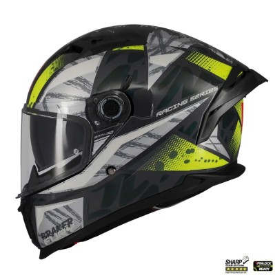 Casca integrala pentru scuter - motocicleta MT Braker SV Fury C6 gri/galben lucios (ochelari soare integrati) &amp;ndash; tip viziera: MT-V-28B &amp;ndash; DKS435 &amp;ndash; punct foto