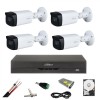 Kit supraveghere Dahua 4 camere Starlight 5 MP, IR 80 m DVR 5MP, aceesorii Hard 1TB