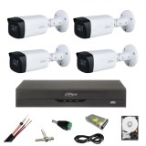 Kit supraveghere Dahua 4 camere Starlight 5 MP, IR 80 m DVR 5MP, aceesorii Hard 1TB SafetyGuard Surveillance