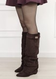 Cumpara ieftin Cizme lungi maro cu toc 7665A-1 115