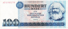 Germania DDR RDG 100 Mark 1975 Seria AD 0195276 foto