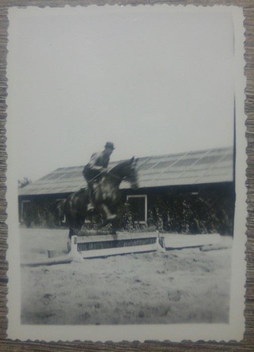 Barbat calare in cursa cu obstacole// fotografie perioada interbelica