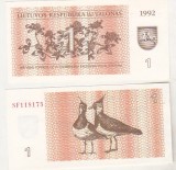 bnk bn Lituania 1 talonas 1992 unc