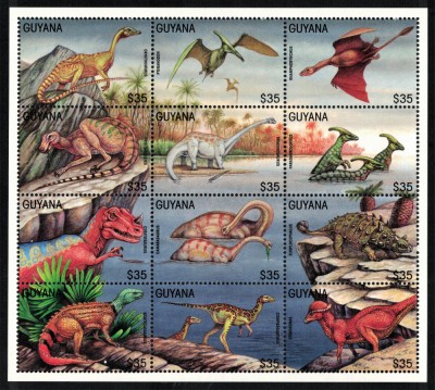 GUYANA 1996 - Dinozauri / colita MNH foto