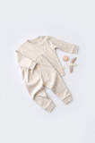 Set bluzita cu maneca lunga si pantaloni lungi - bumbac organic 100% - Crem cu buline, BabyCosy (Marime: 12-18 Luni)