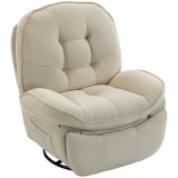 HOMCOM Fotoliu relax din chenille, reglabil manual, fotoliu rotativ și cu balans 360&deg; cu șezut lat, spătar &icirc;nalt, crem-alb | Aosom Romania