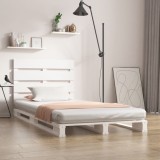 VidaXL Cadru de pat Single, alb, 90x190 cm, lemn masiv de pin