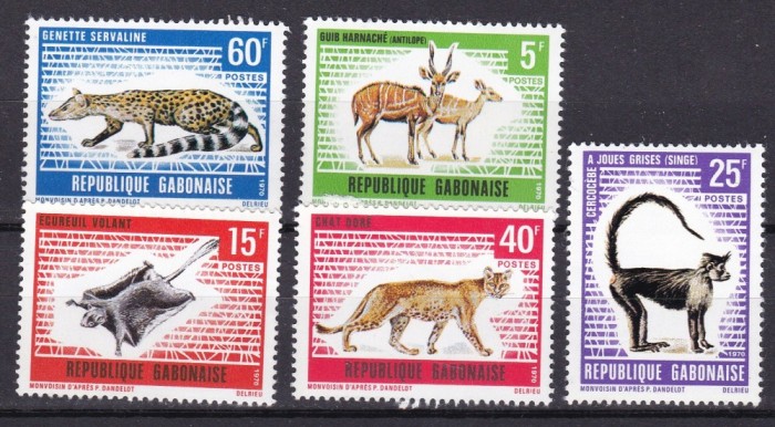 Gabon 1970 fauna MI 398-402 MNH ww82