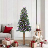 VidaXL Brad de Crăciun subțire Verde 180 cm PVC și lemn de PIN masiv 3394870