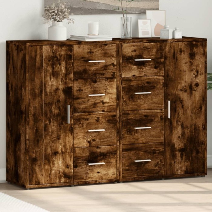 Gossi dulapuri, 2 buc., stejar fumuriu, 60x31x84 cm, lemn prelucrat