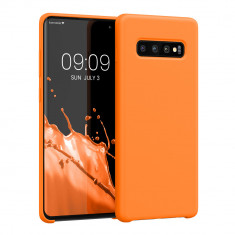 Husa kwmobile pentru Samsung Galaxy S10 Plus, Silicon, Portocaliu, 49028.150