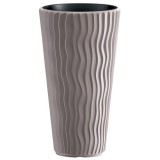 Ghiveci decorativ de flori, rotund, inalt, cafeniu, 11/37 L, 34.9x62 cm, Sandy Slim, Prosperplast GartenVIP DiyLine